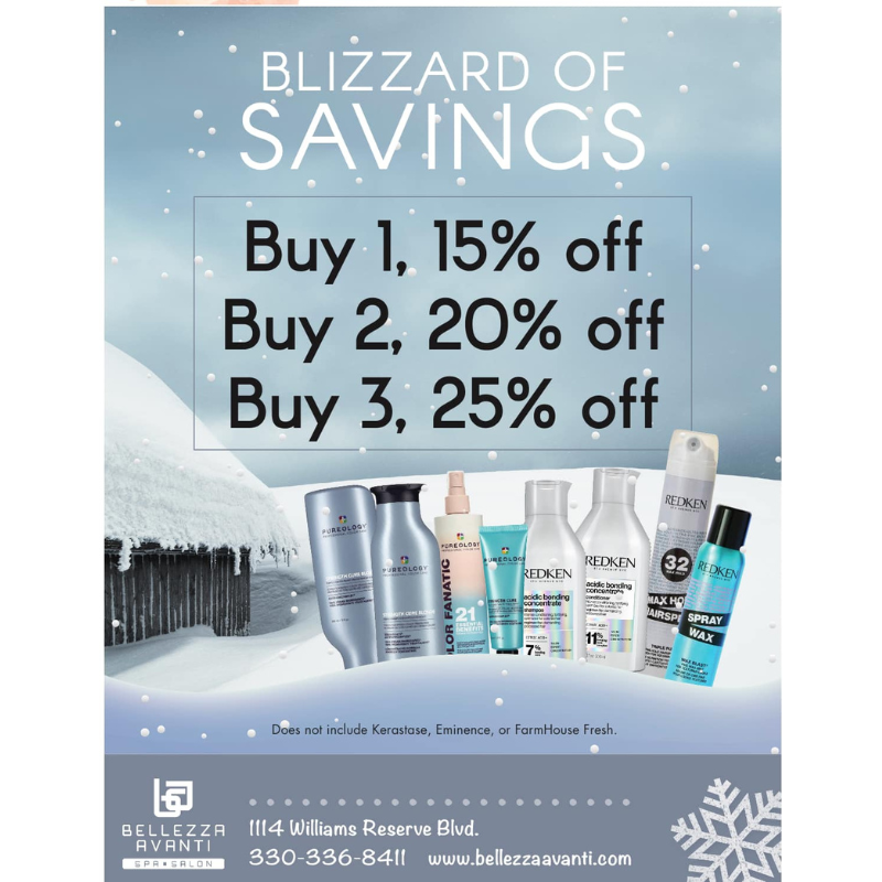 Blizzard of Savings up to 25% off Pureology and Redken